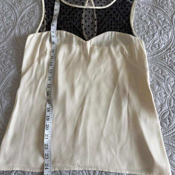 Milly silk sleeveless blouse top with buttons on the sides, cream/black size 8 - Picture 11 of 11